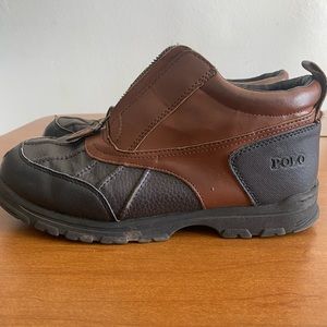 Polo Ralph Lauren Kewzip II Men’s 6D Duck Boots Shoes Brown Leather Low ZIP